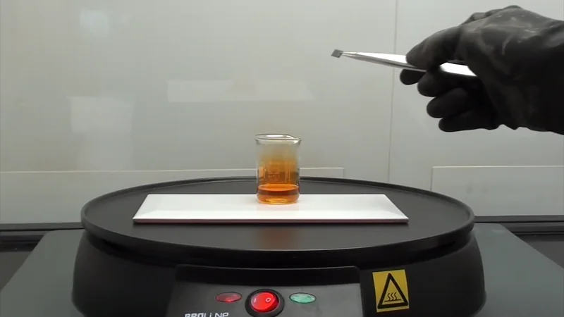 A semiconductor being put into chemical product to remove package